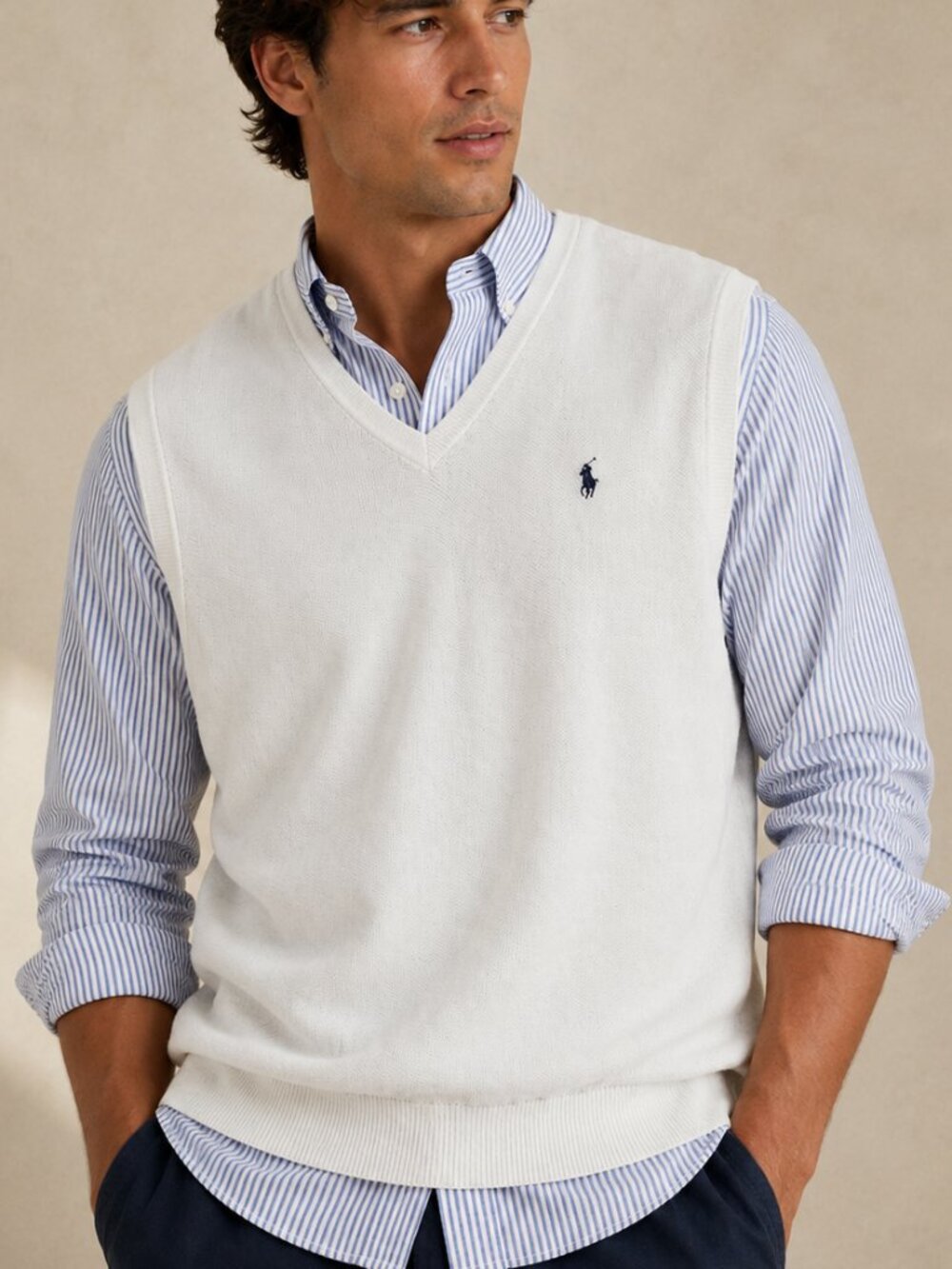 Vintage Polo Golf Ralph Lauren Sweater Vest XL White Preppy Old Money